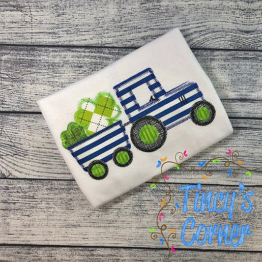 St. Patrick's Day Tractor Applique T-Shirt
