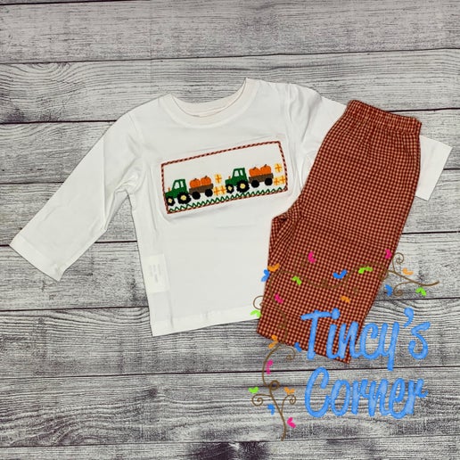 Pumpkin Tractor Pants Set