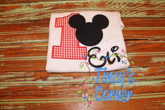 Mickey Mouse Birthday Applique T-Shirt