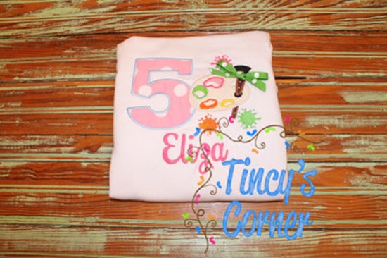 Paint Pallet Brush Birthday Applique T-Shirt