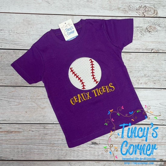 Baseball Geaux Tigers Applique T-Shirt