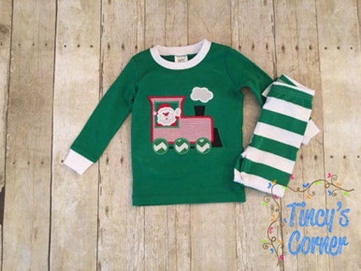 Santa Train Applique T-Shirt