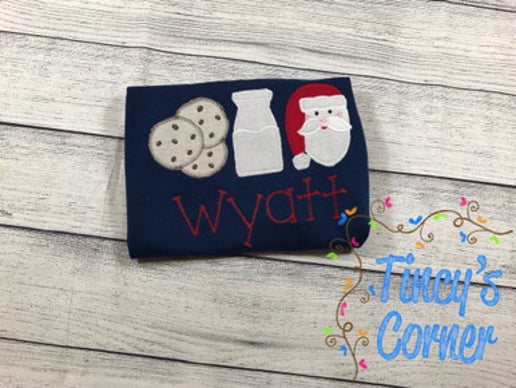 Santa's Cookies and Milk Applique T-Shirt