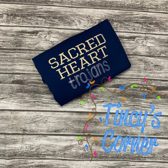 Sacred Heart Trojans Embroidery T-Shirt