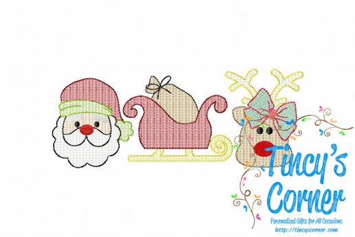 St. Nick Sleigh Nyla Reindeer Trio Embroidery T-Shirt