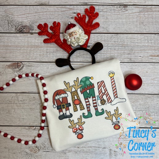 Christmas MAMA w/Reindeer Kids T-Shirt