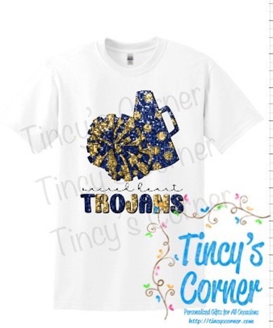 Sacred Heart Trojans Faux Sequin Cheer T-Shirt/Sweatshirt