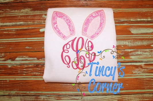 Girl Bunny Ears Topper Applique T-Shirt