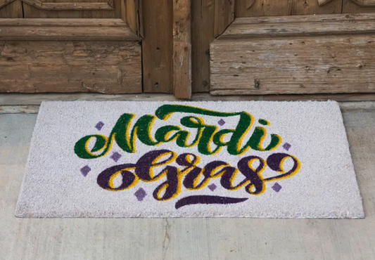 Mardi Gras Script Coir Door Mat