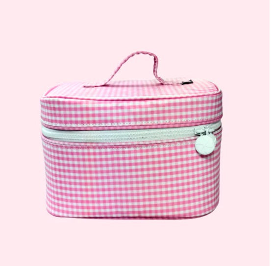 Pink Gingham Train Case