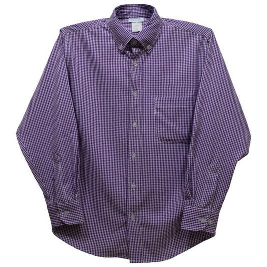 Boy's Purple Gingham LS Button Up Dress Shirt