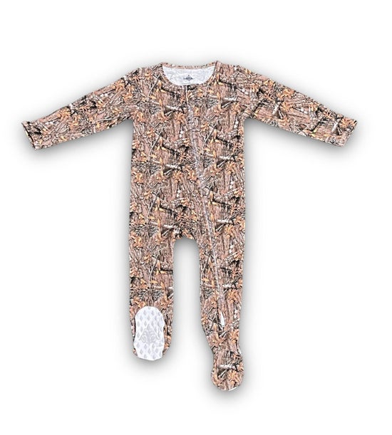 Real Oak Camo Bamboo Footie Sleeper