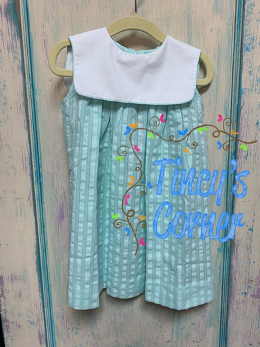 Sleeveless Bib Aqua Dress