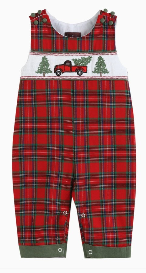 Plaid Truck & Tree Overalls