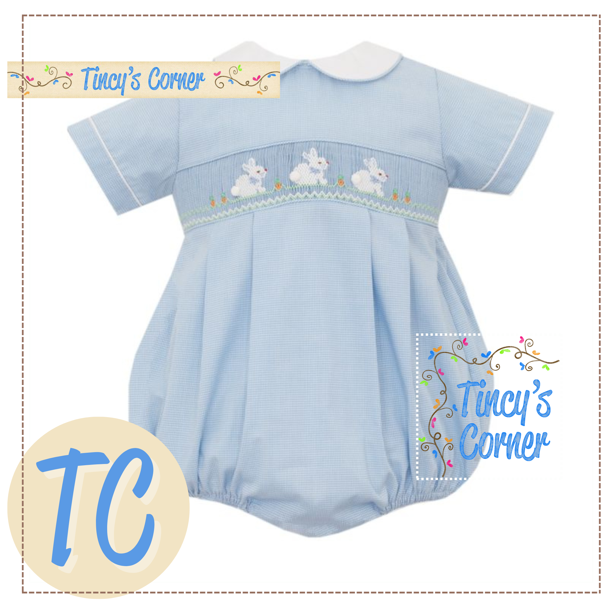 Smocked Bunnies Boy Bubble