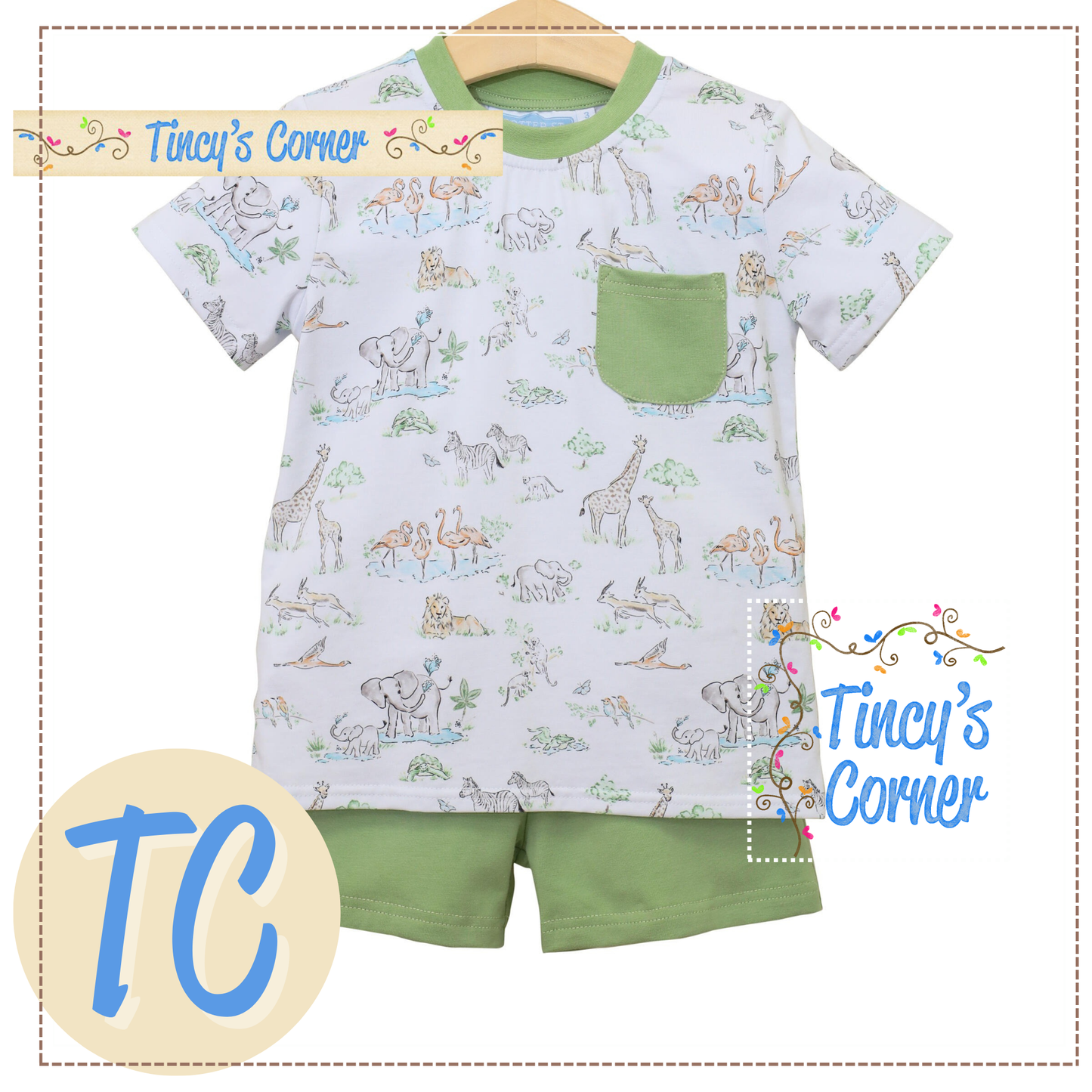 Safari Animals Pocket Short Set