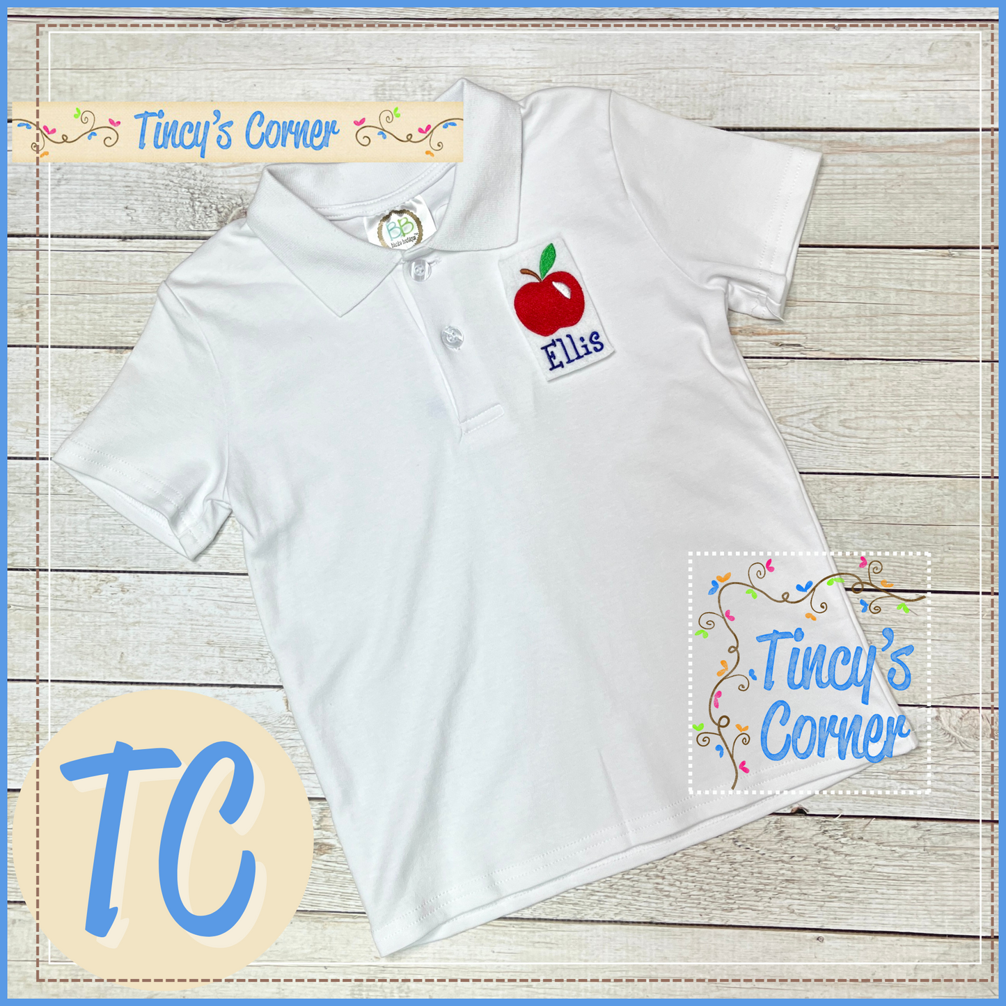 School Apple Embroidery Unisex SS Polo