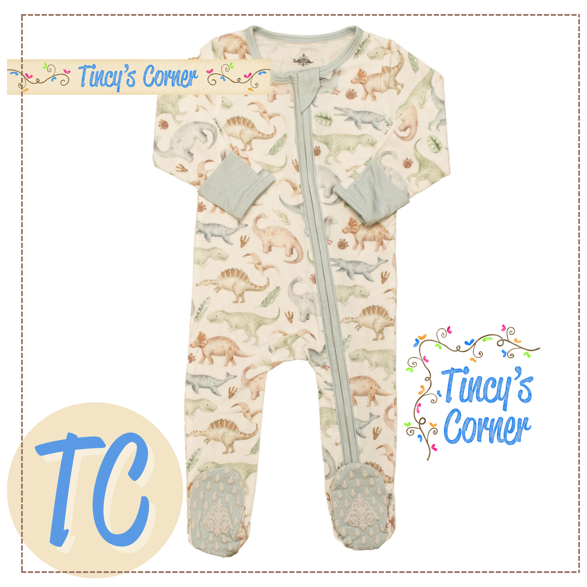 Dino Bamboo Footie Sleeper