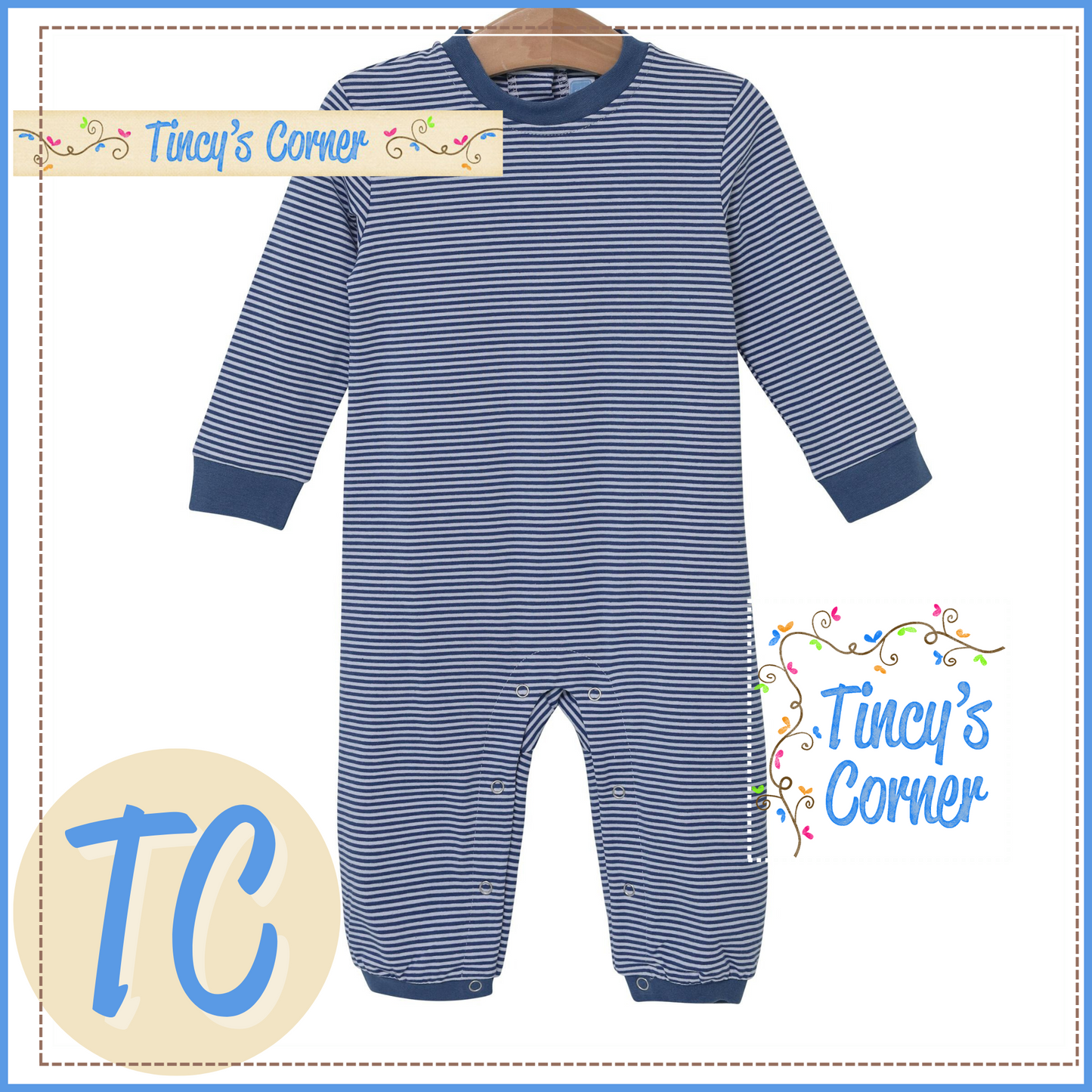 Boy's Long Sleeve Stripe Romper