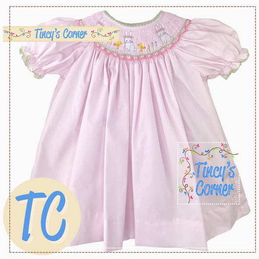 Easter Bunny Bishop Smocked Dress