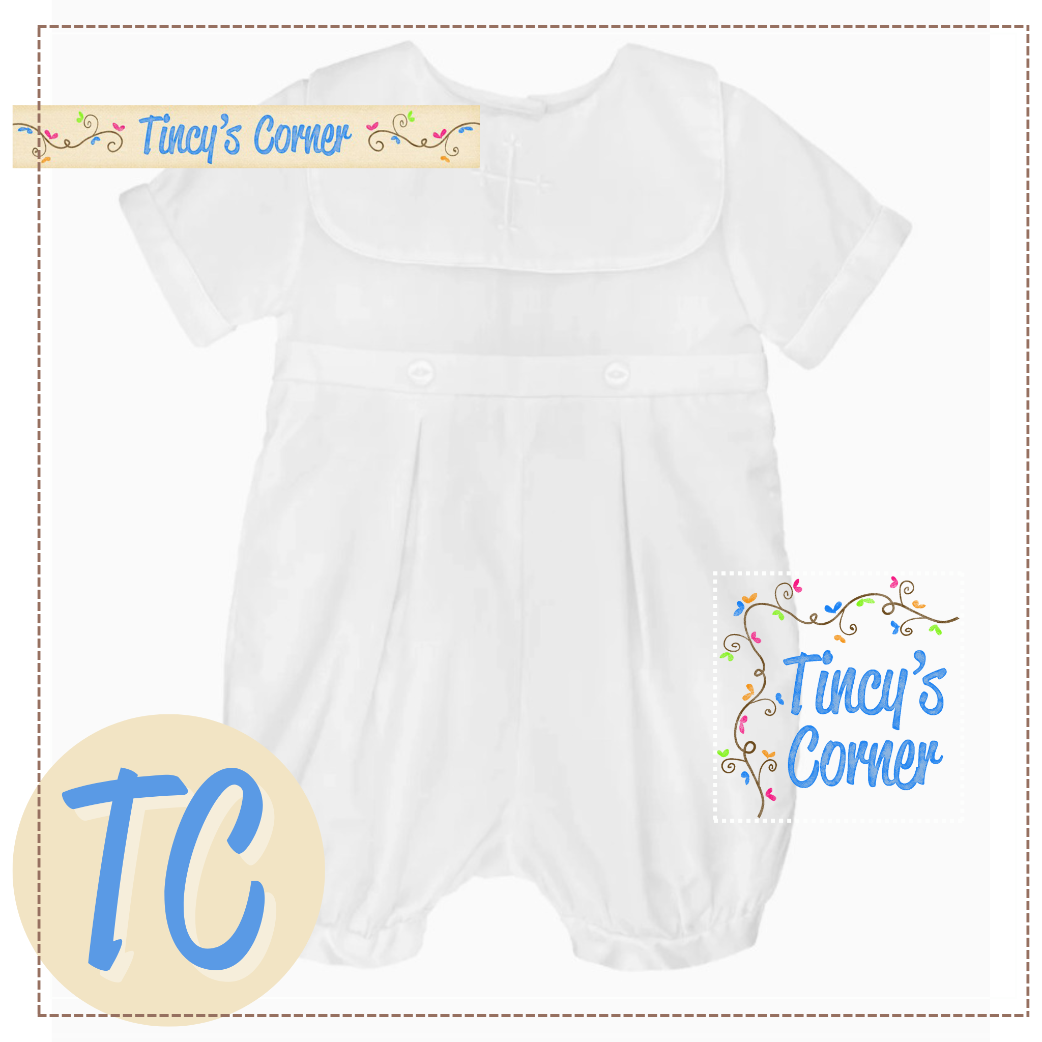 Embroidered Cross Christening Romper
