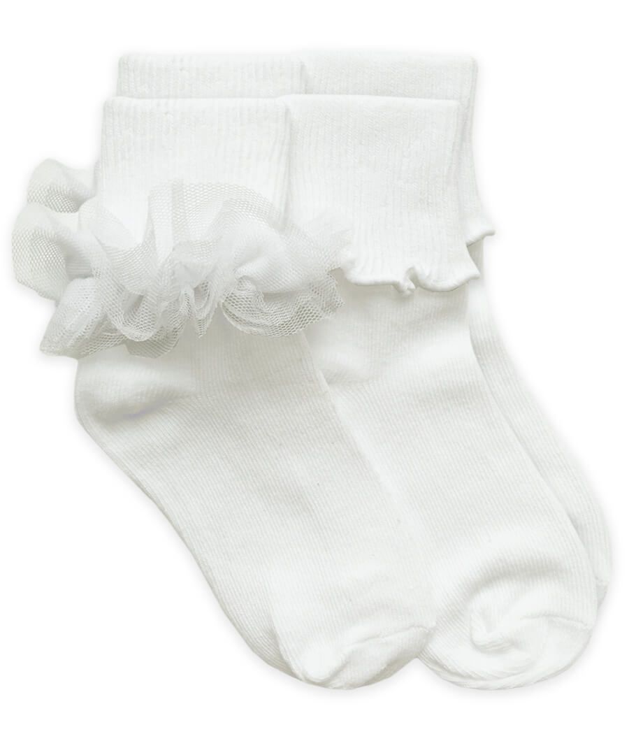 Misty Ruffle Lace & Ripple Edge Turn Cuff Socks