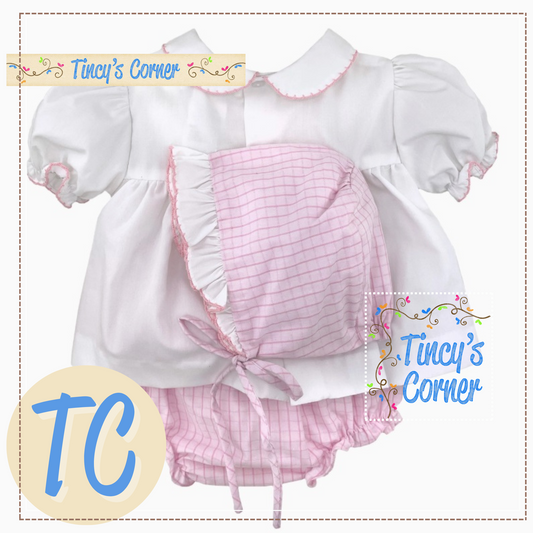 Easter Bunny Pink Smocked Diaper Set