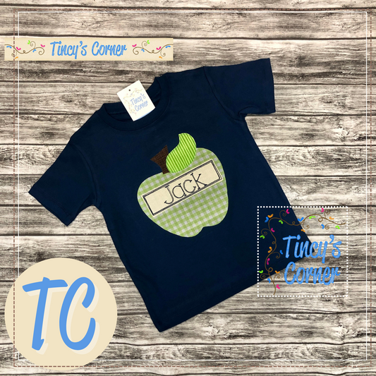 School Apple Name Plate Applique T-Shirt