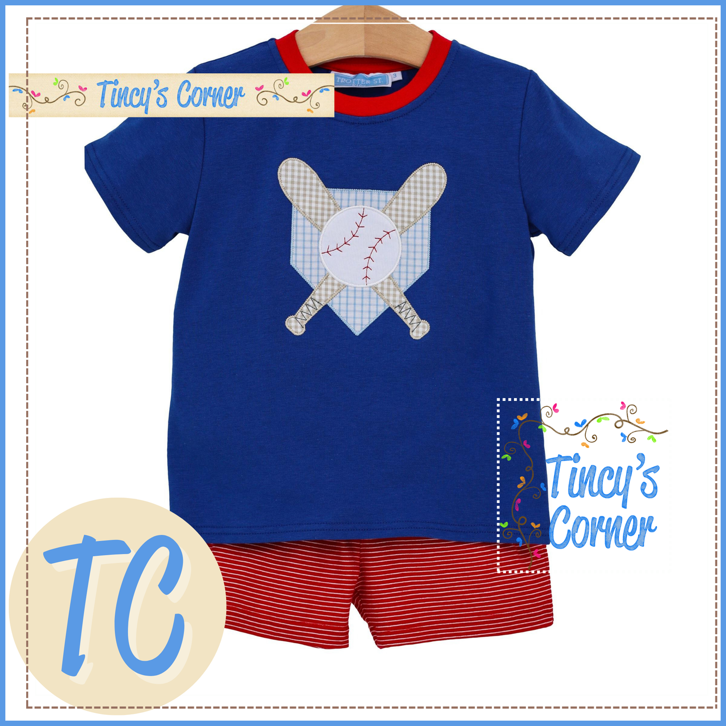 Homerun Applique Short Set