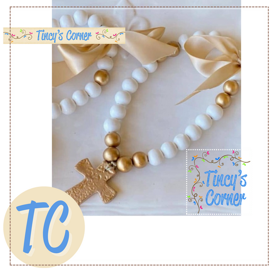 Gold Gilded Cross  Blessing Beads