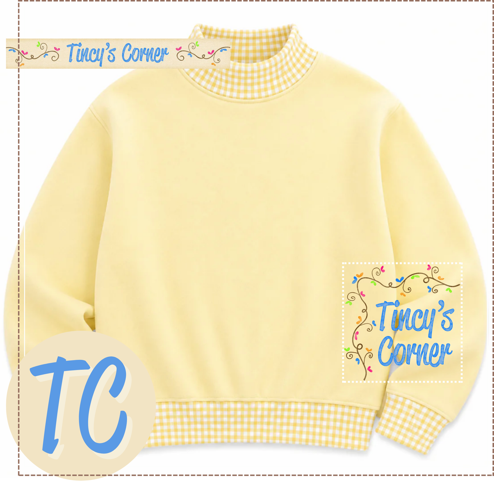 Adult Gingham Mock Neck Sweatshirt