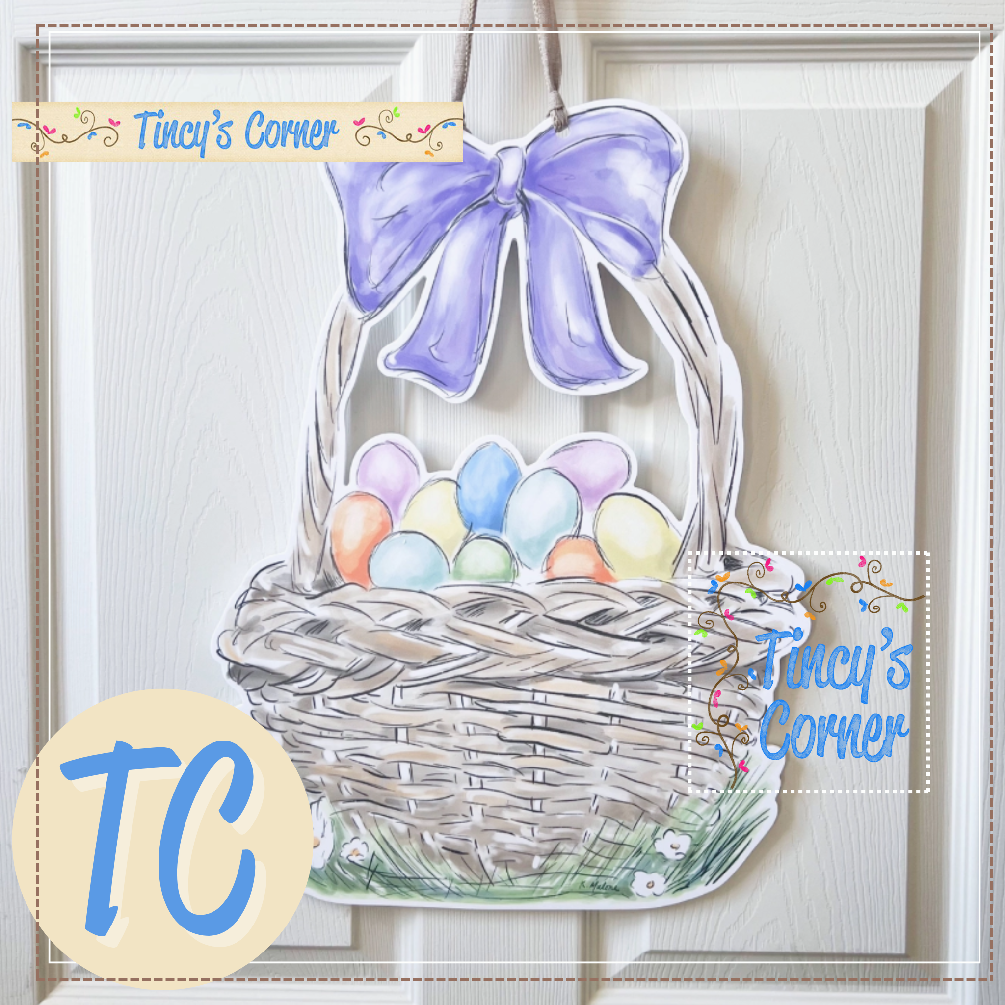 Easter Egg Basket Door Hanger