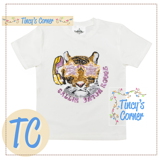 Adult Callin' Baton Rouge White Sequin Shirt