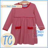 LS Pocket Stripe Dress w/Leggings Set