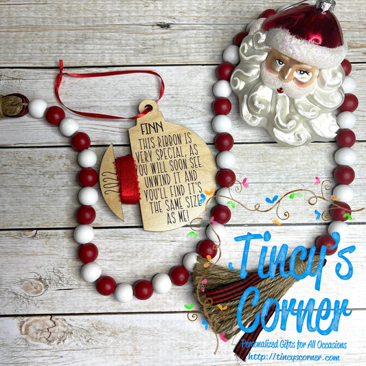 Height with Ribbon Christmas Ornament