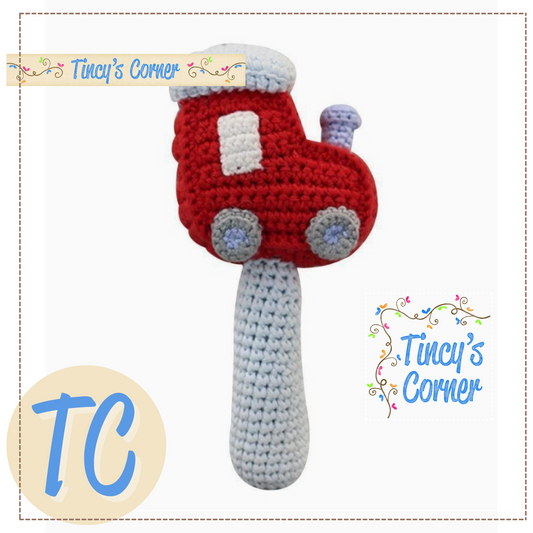 Train Hand-Crochet Stick Rattle