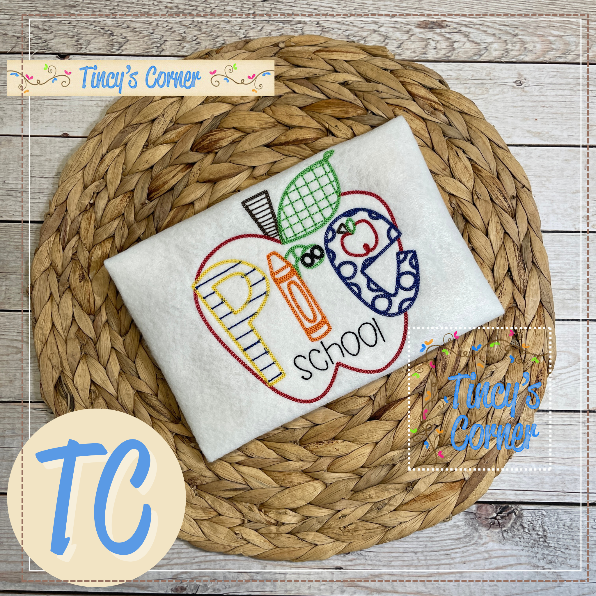 BTS Pre School Apple Embroidery T-Shirt