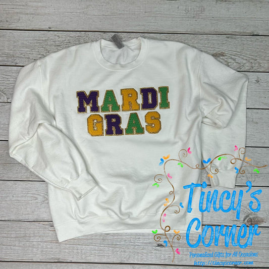 Mardi Gras Chenille Embroidery Sweatshirt