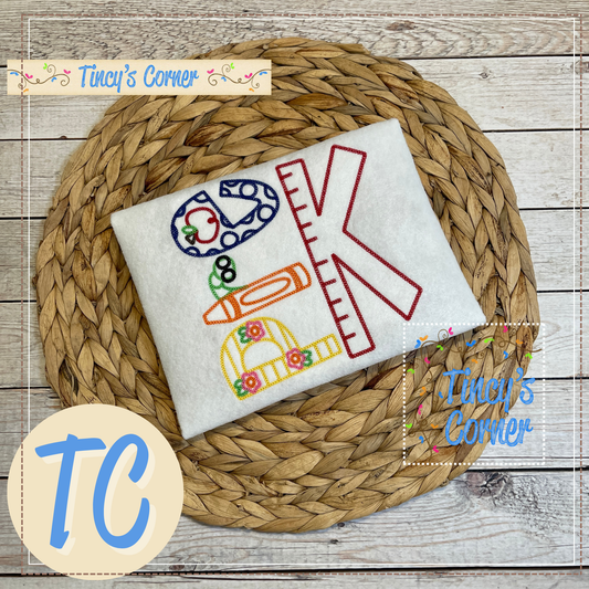 BTS PreK Stacked Floral Embroidery T-Shirt