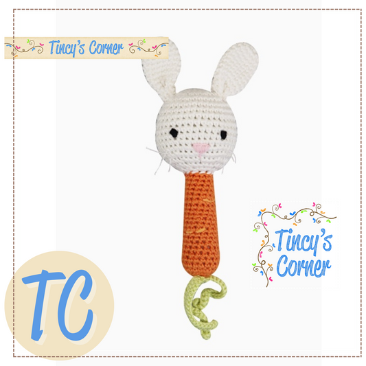 Bunny Bamboo Crochet Stick Rattle