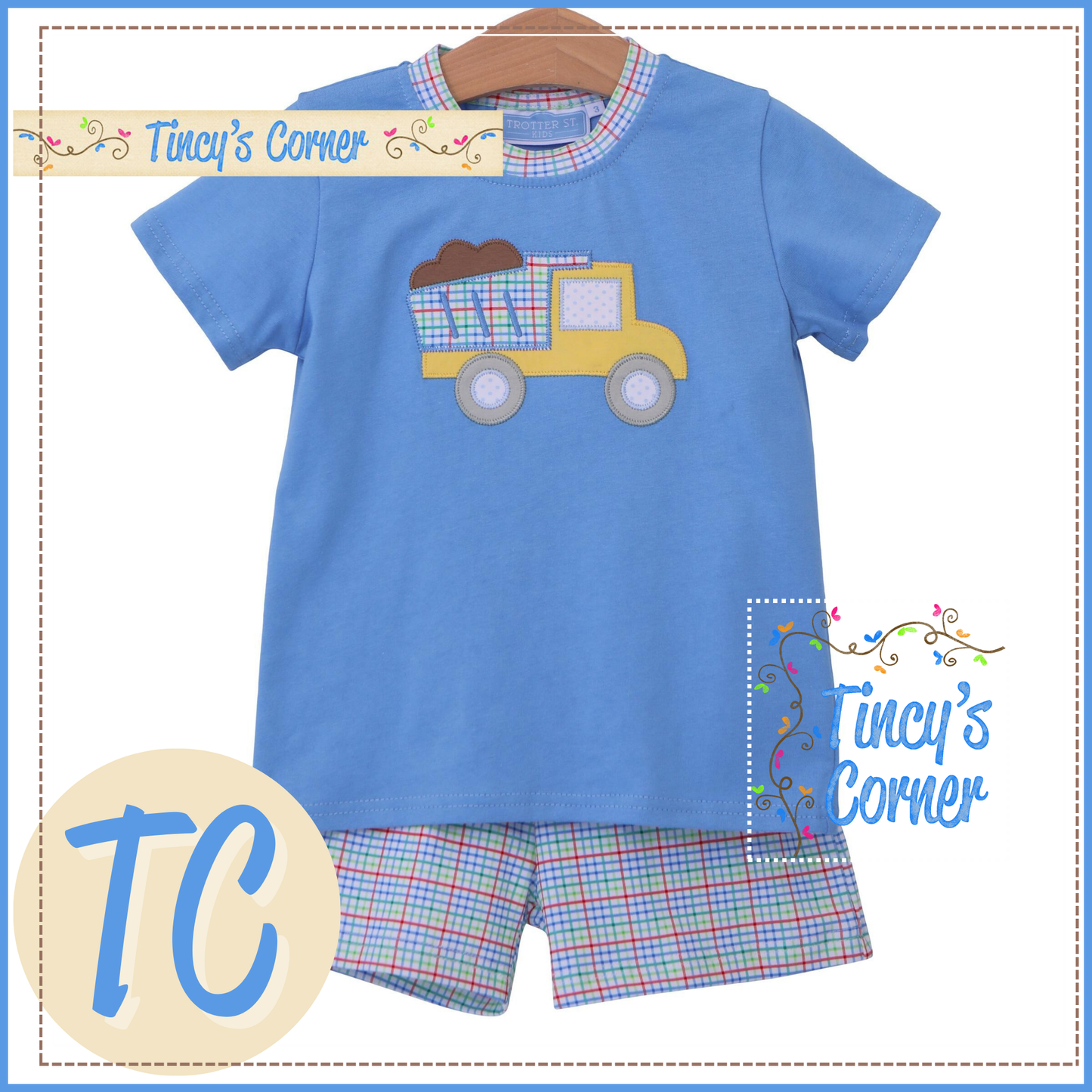 Dump Truck Applique Short Set