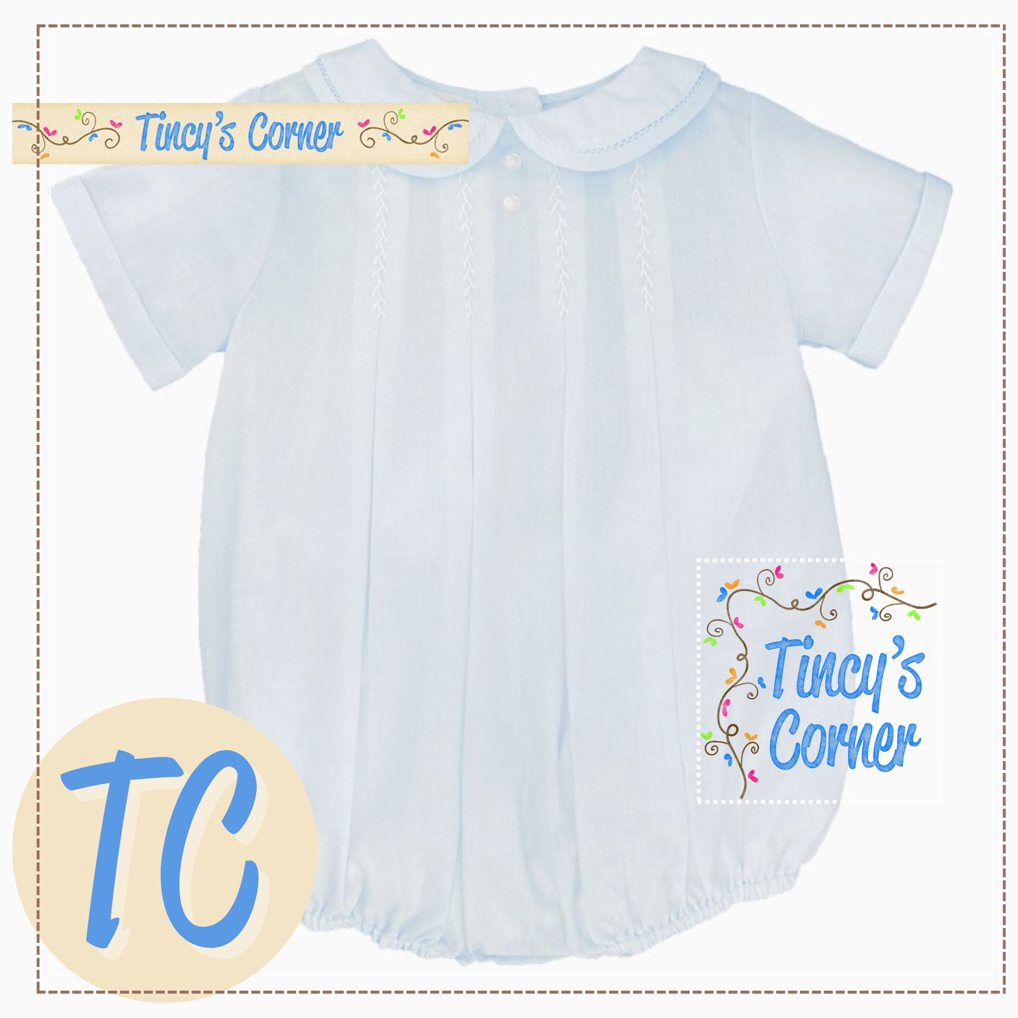 Romper w/Hand Feather Stitching