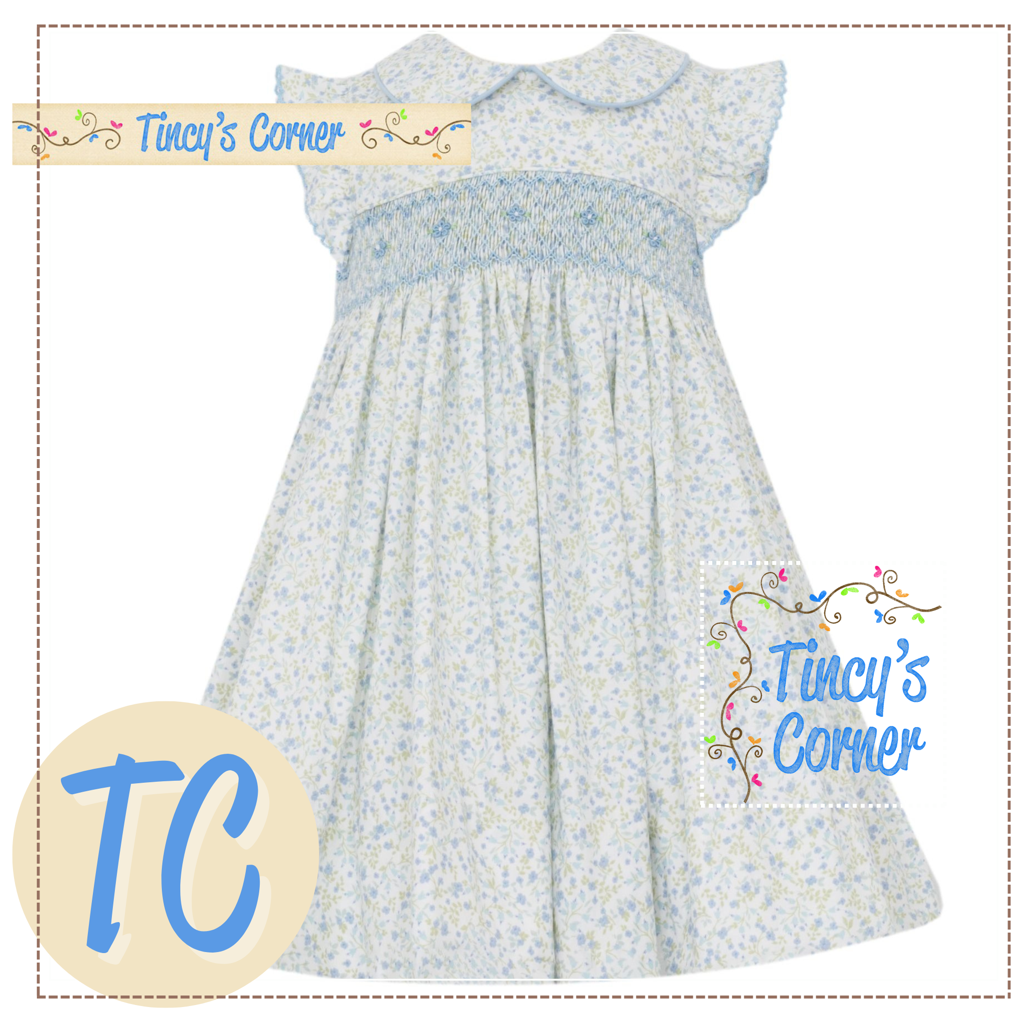 Blue Floral Sleeveless Dress