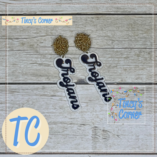 Pom Pom Beaded Trojans Earrings