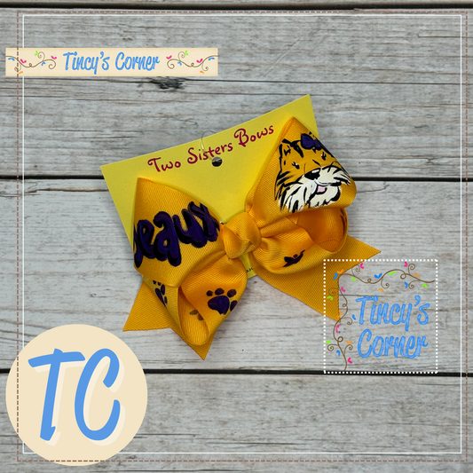 Geaux Tigers Yellow Gold Hair Bow