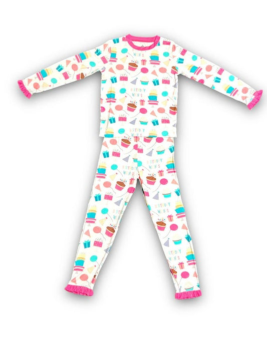 Girl Birthday Ruffle Bamboo PJs