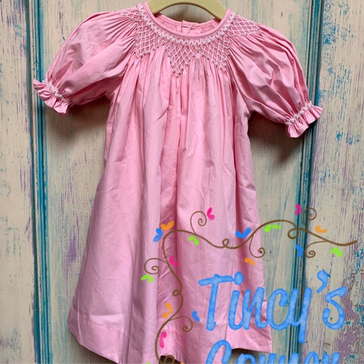 Infant Beaded Light Pink Smocked Dress