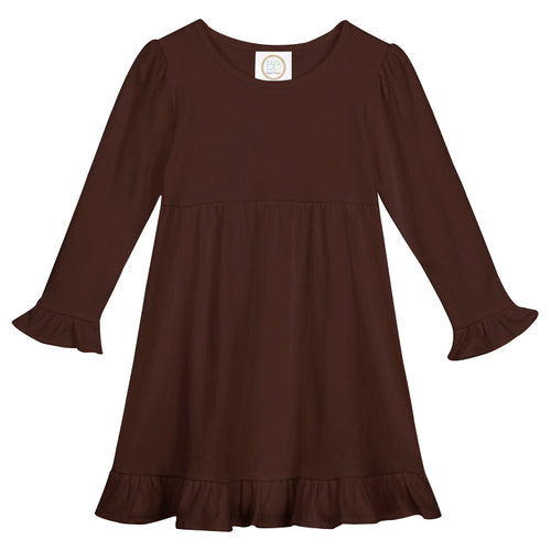 Girl's LS Empire Waist Ruffle Dress