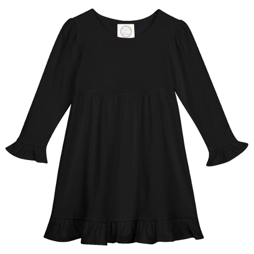 Girl's LS Empire Waist Ruffle Dress