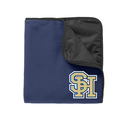 Fleece & Poly Travel Blanket w/Strap